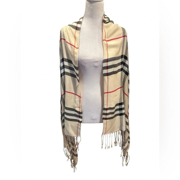 Burberry london check 100%cashmere wide scarf - Picture 4 of 7